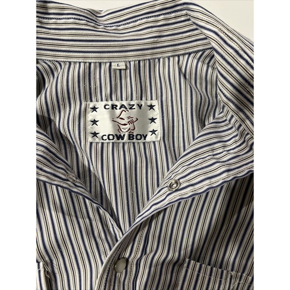 CRAZY COWBOY Western Shirt Long Sleeve Snap Up Striped See Description - Picture 2 of 6